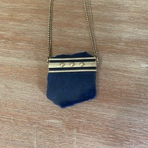 Blue/Gold Stone Long Necklace